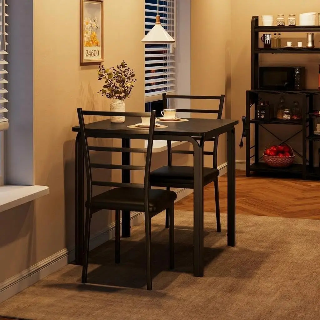 Garvee Modern Space Saving Dining Table Set With Upholstered Chairs