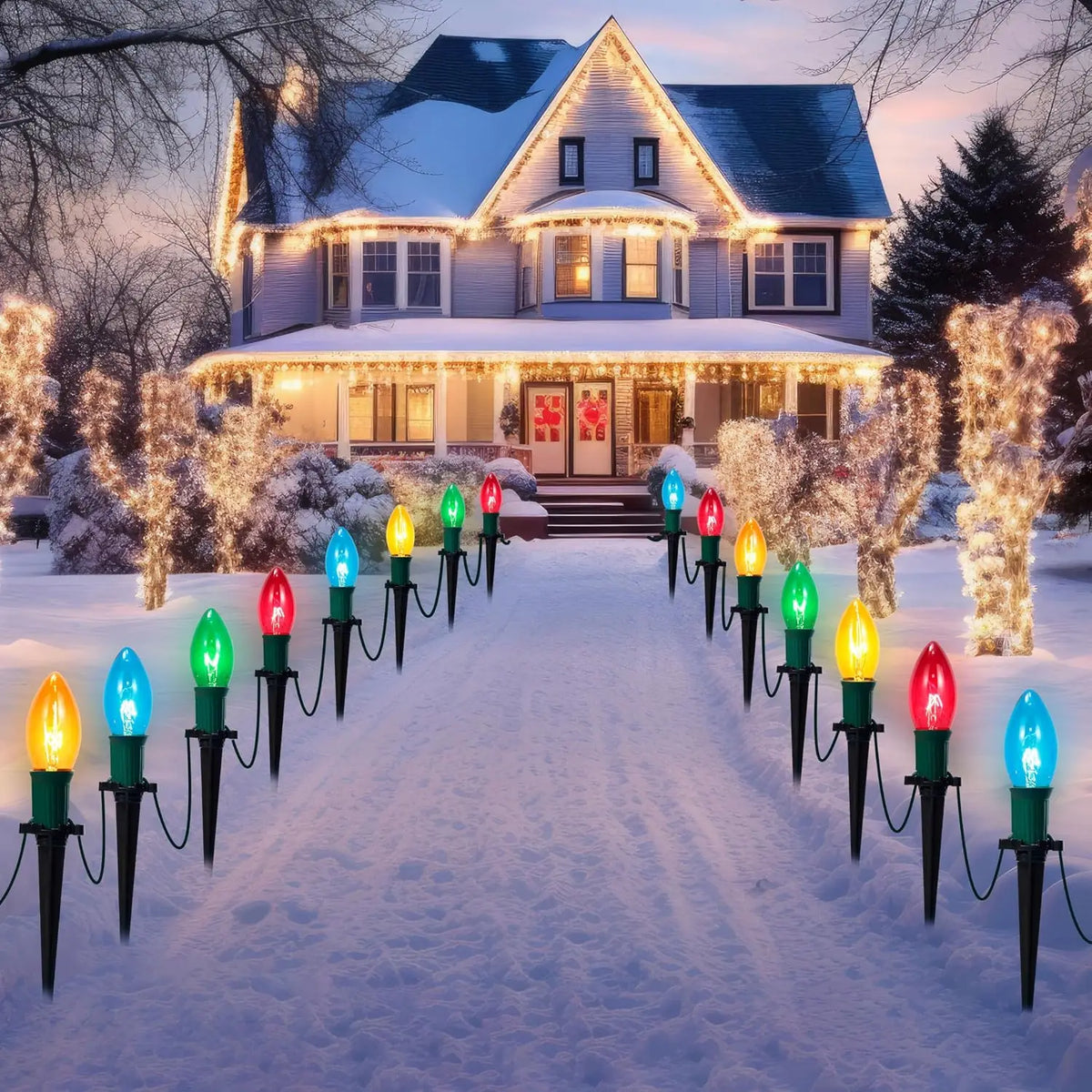 Joyfy C9 Christmas Pathway Lights for Outdoor Holiday Decorations