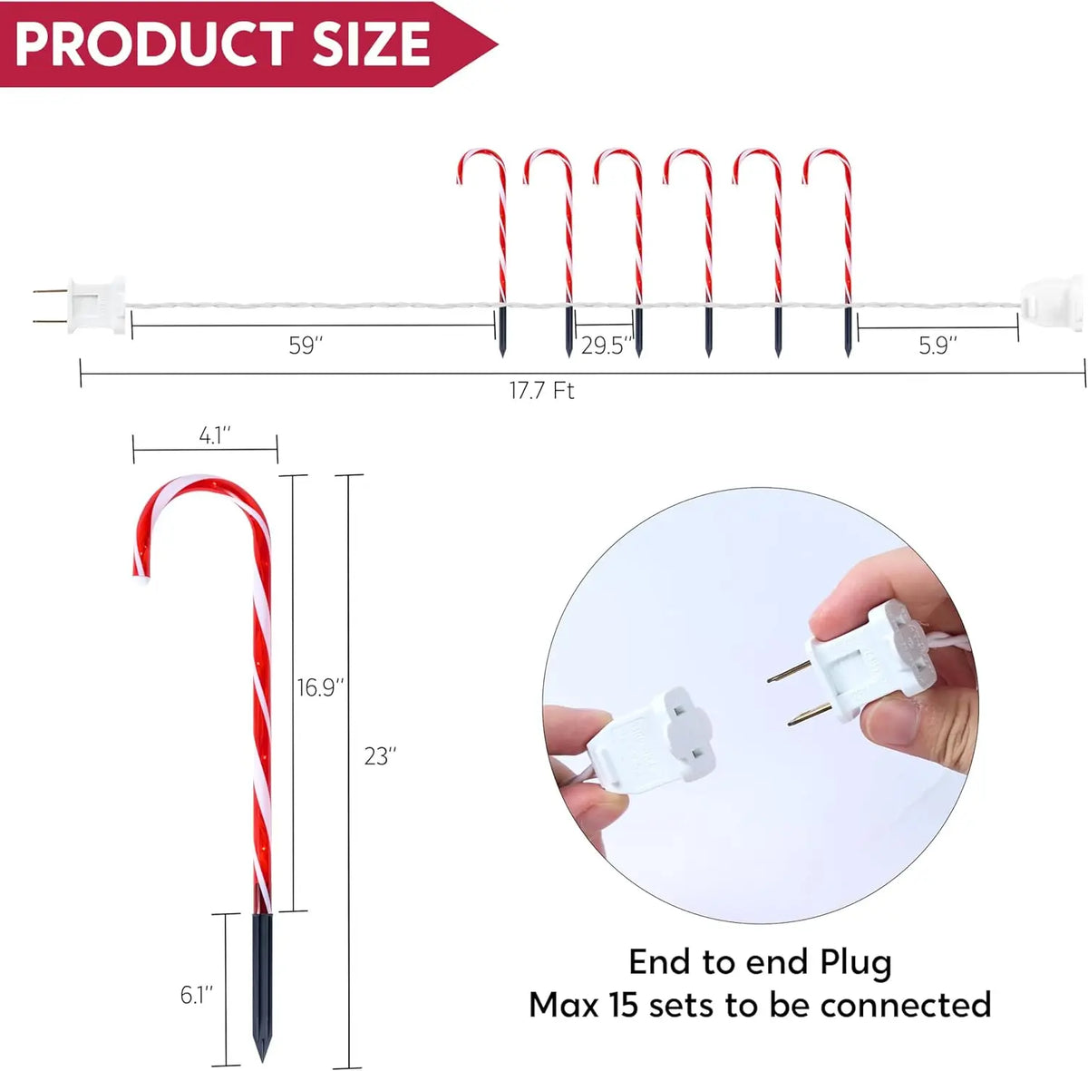 Joyfy Prelit Candy Cane Pathway Markers for Christmas Decorations