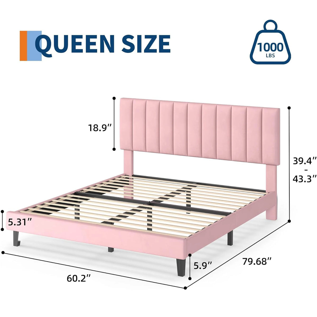 HiMISS Upholstered Platform Bed Frame With Tufted Headword