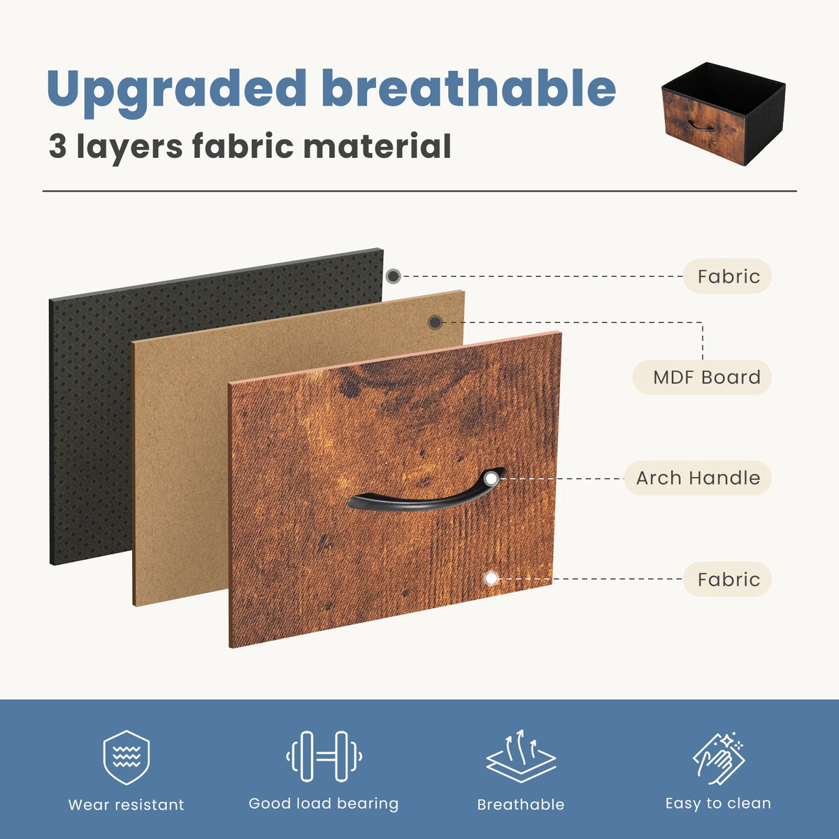 JHK Modern Fireplace TV Stand With Five Fabric Storage Drawers