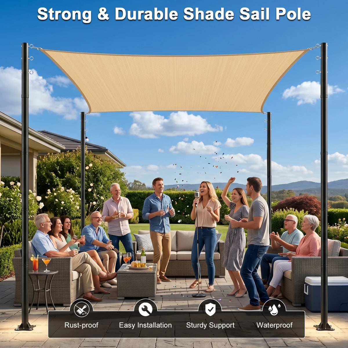 Adjustable Rust Resistant Metal Shade Sail Support Posts