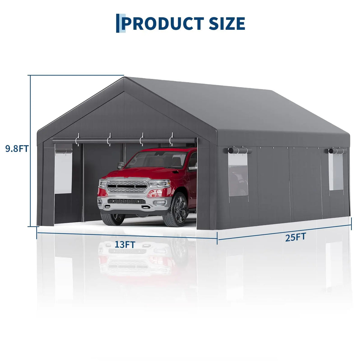 HiMiss Heavy Duty Portable Carport Canopy Shelter With Removable Sidewalls