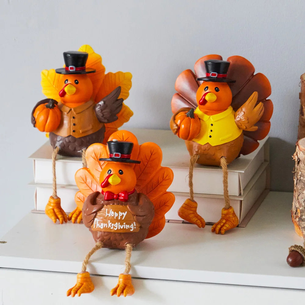 Joyfy Thanksgiving Turkey Tabletop Centerpiece Resin Figurine Decor