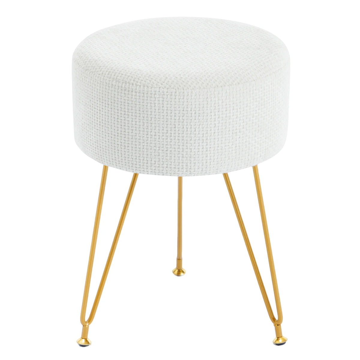 JHK Round Velvet Ottoman Footrest Vanity Stool with Thick Cushion