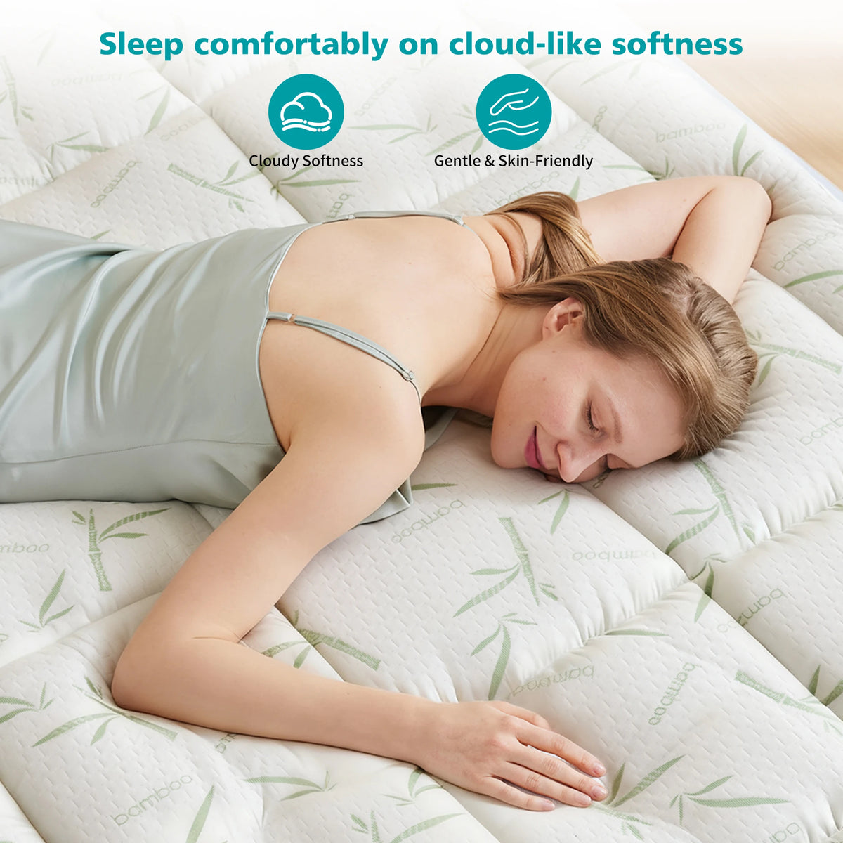 JHK Waterproof Bamboo Mattress Topper For Enhanced Comfort