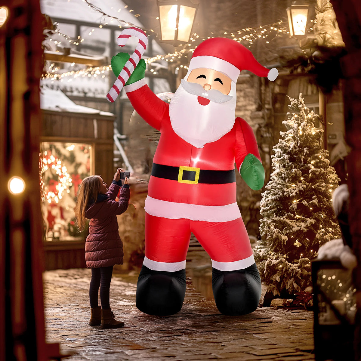 Homcom Christmas Inflatable Santa Claus Candy Decor Outdoor LED