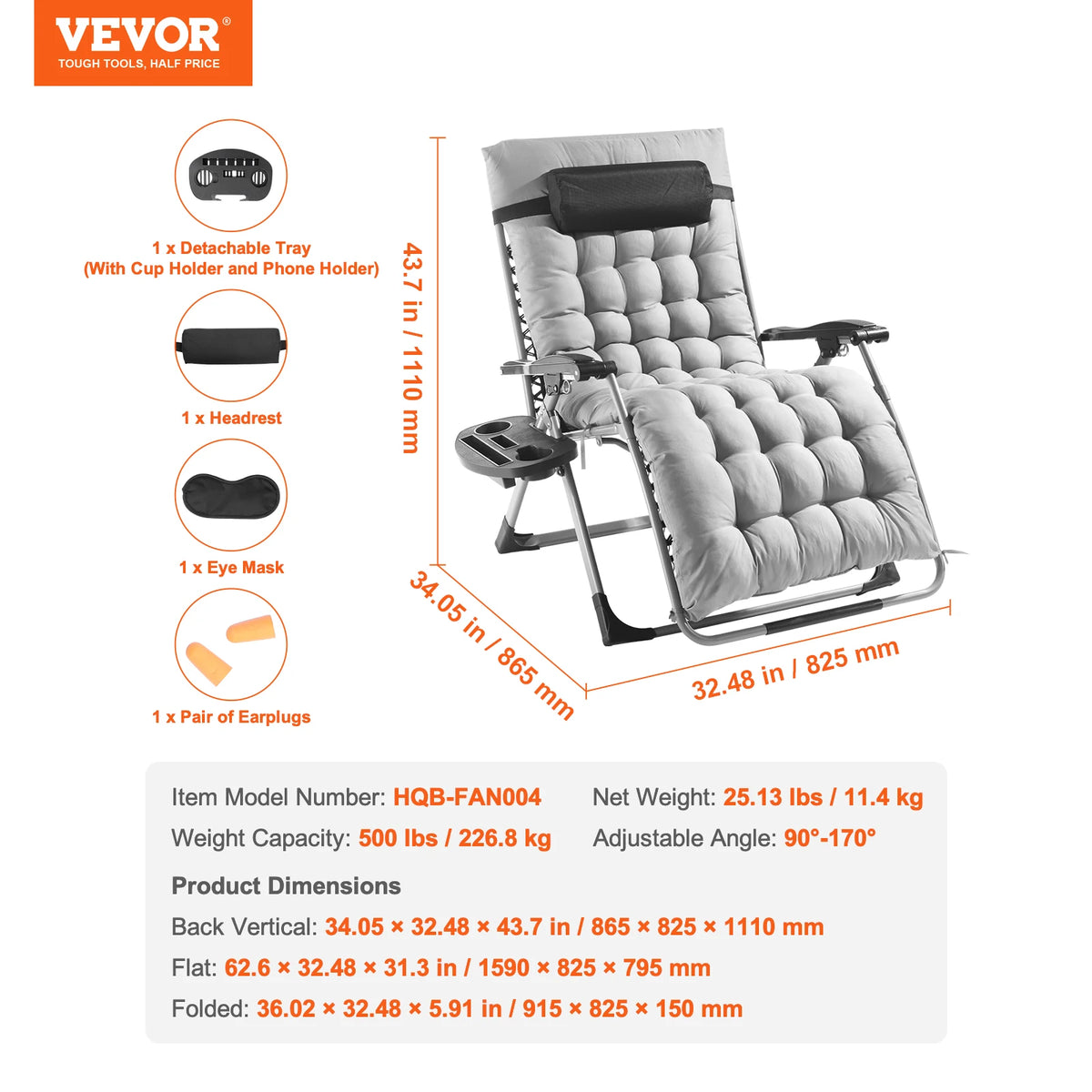SucceBuy Adjustable Zero Gravity Recliner With Cupholder And Footrest