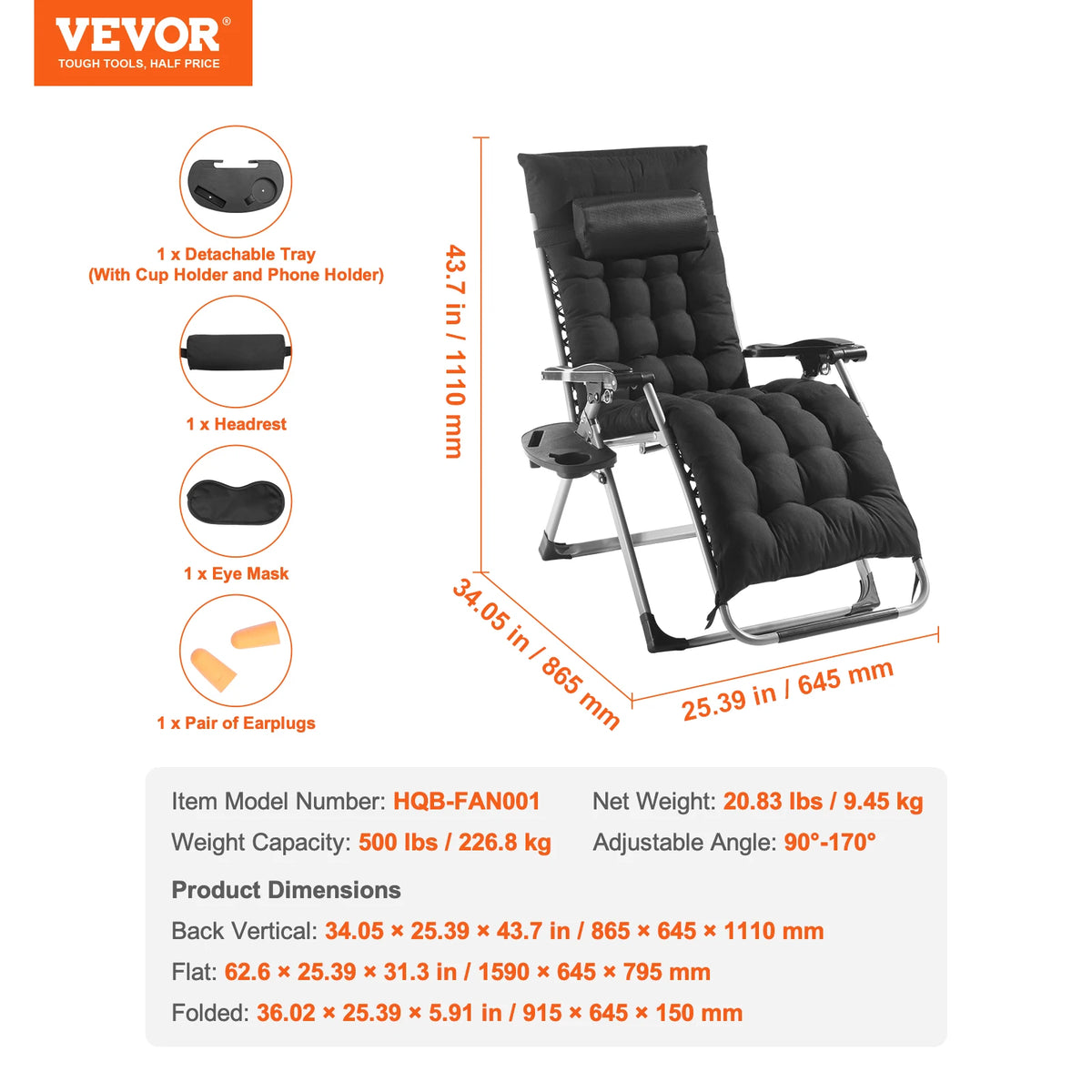 SucceBuy Adjustable Zero Gravity Recliner With Cupholder And Footrest