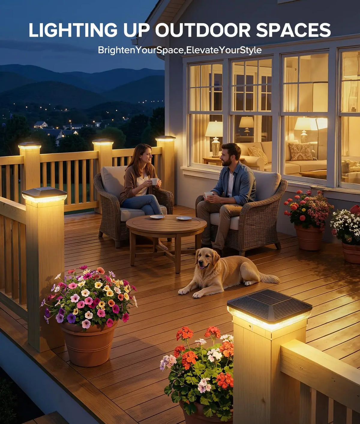 KPSTEK Solar Outdoor Post Cap Lights With Three Modes