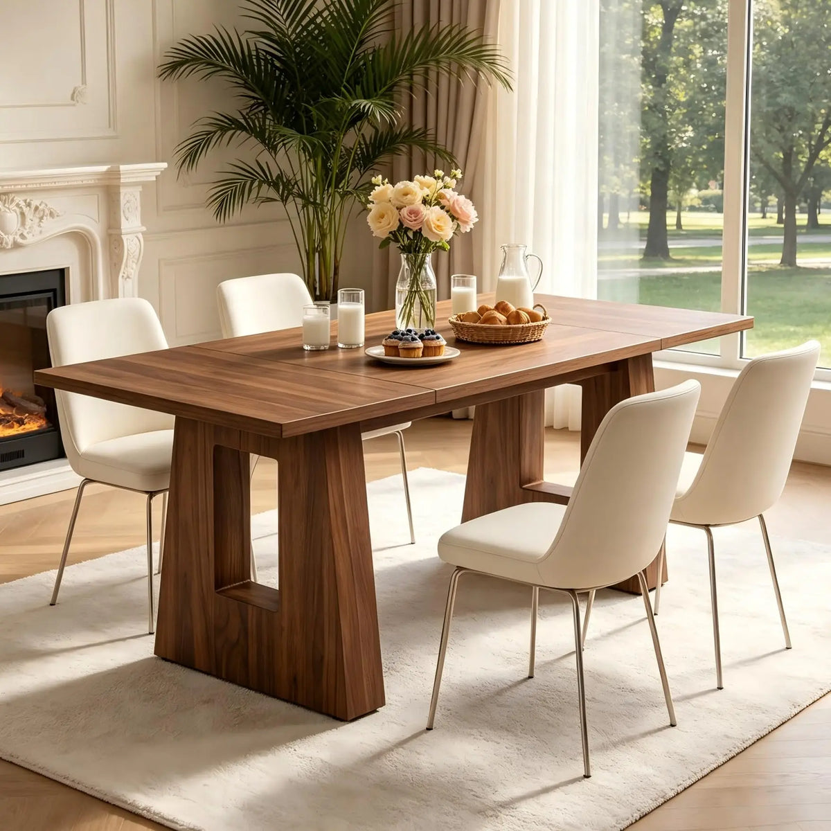 HiMiss Modern Wooden Rectangular Dining Room Table