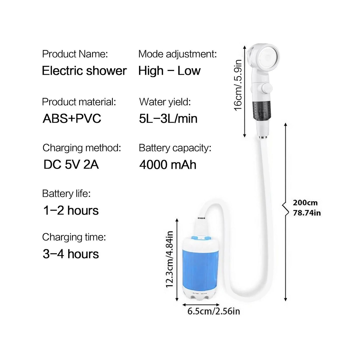Portable Rechargeable Handheld Pet Shower Sprayer Kit