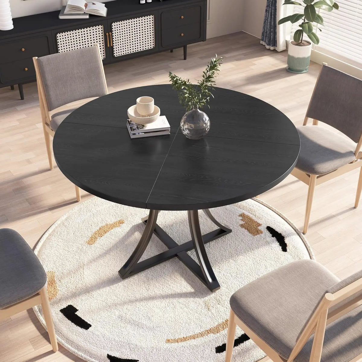 Round Dining Table With Wooden Pedestal Base For Modern Homes