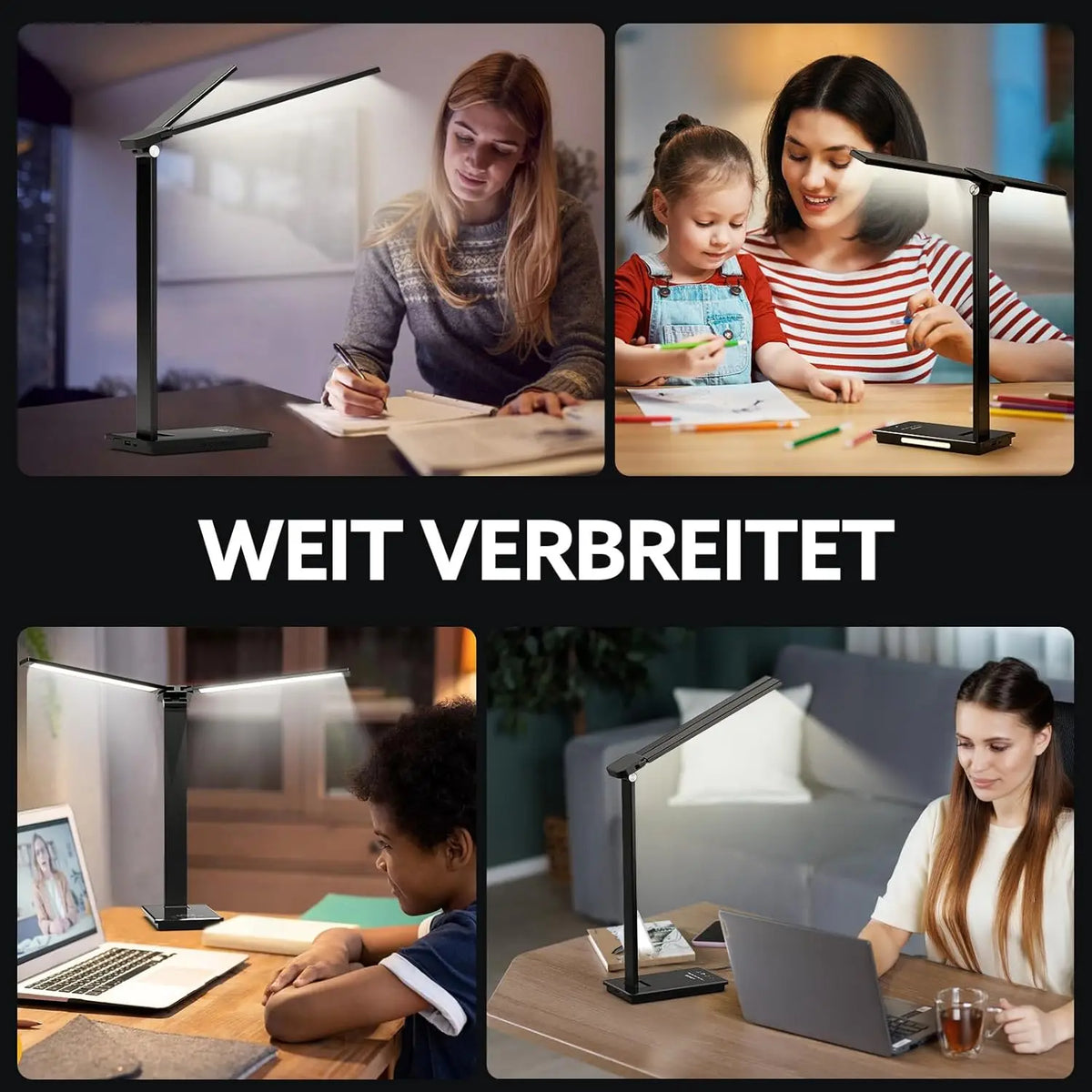 Dumiloo Double Head Led Desk Lamp Adjustable Usb Powered