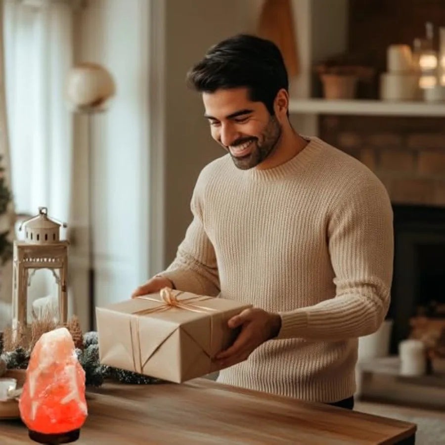 Himalayan Salt Rock Lamp USB Night Light With Wood Base
