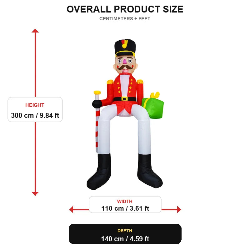 LED Inflatable Nutcracker Soldier Outdoor Yard Decoration With Candy Cane