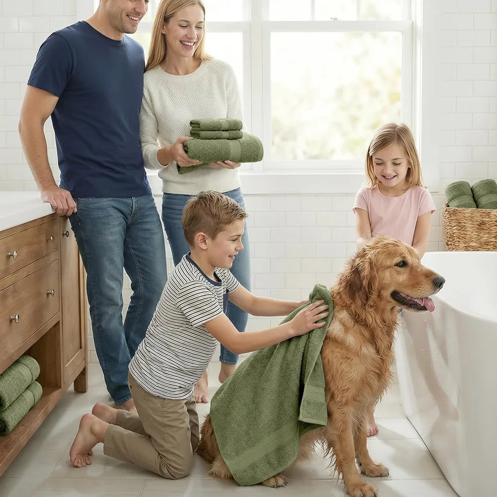 Soft Absorbent Cotton Bath Towel Set For Modern Home Use