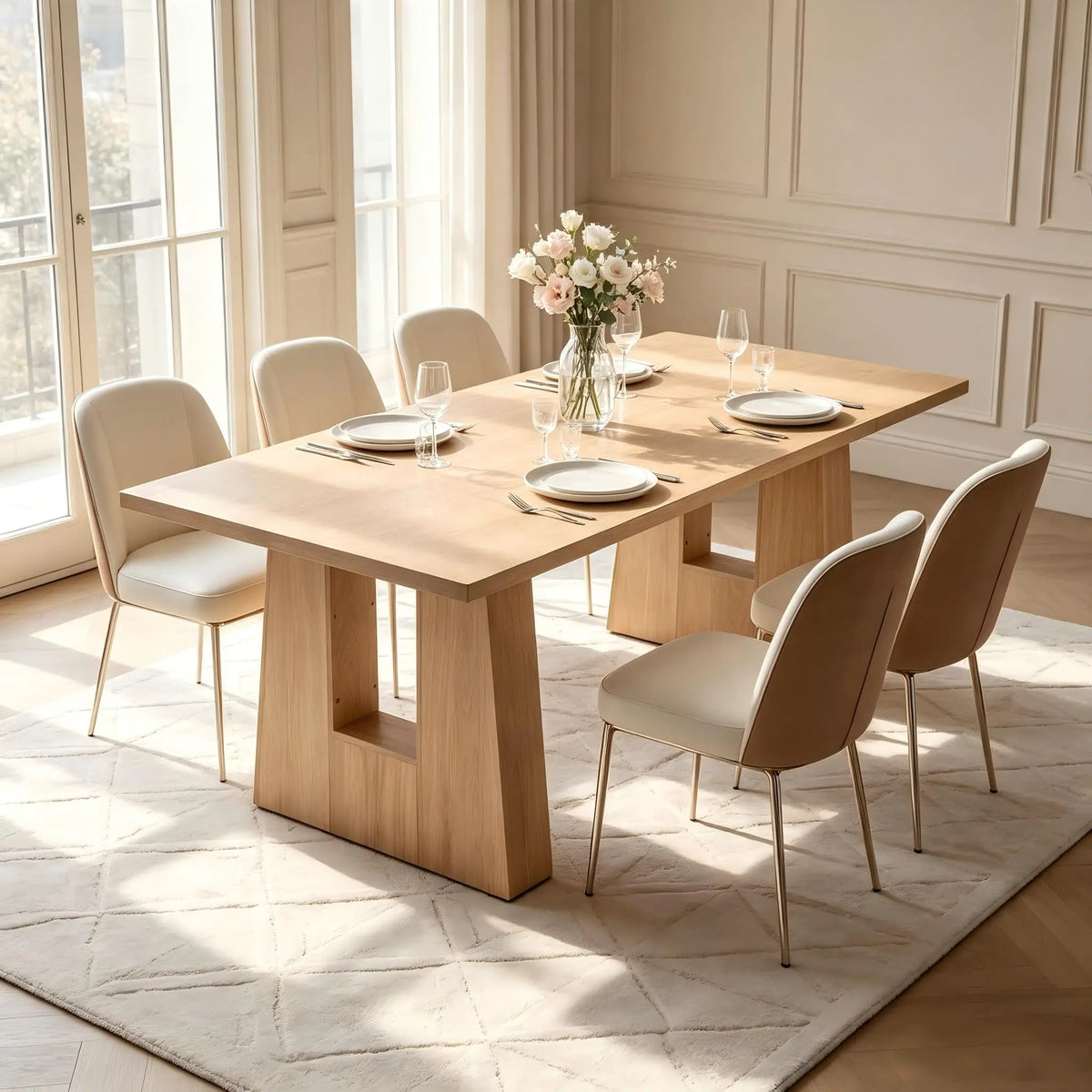 HiMiss Modern Wooden Rectangular Dining Room Table