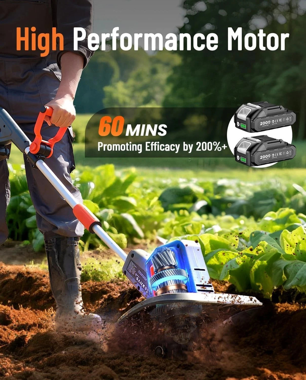TaskStar Cordless Electric Garden Tiller And Soil Cultivator