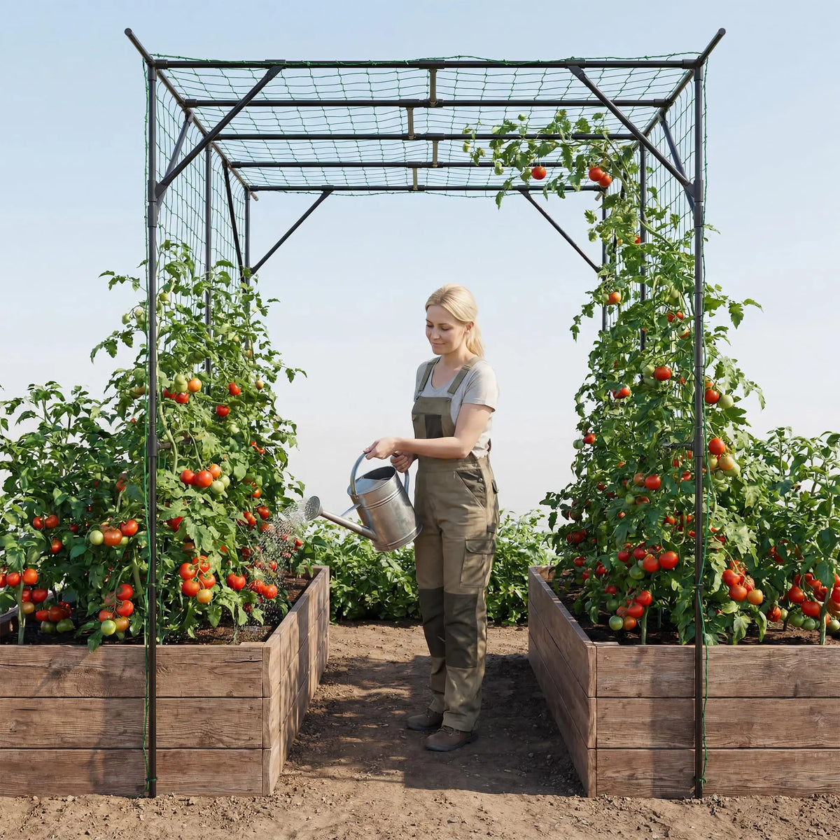 HiMISS Metal Garden Arch Trellis for Climbing Plants and Cucumbers