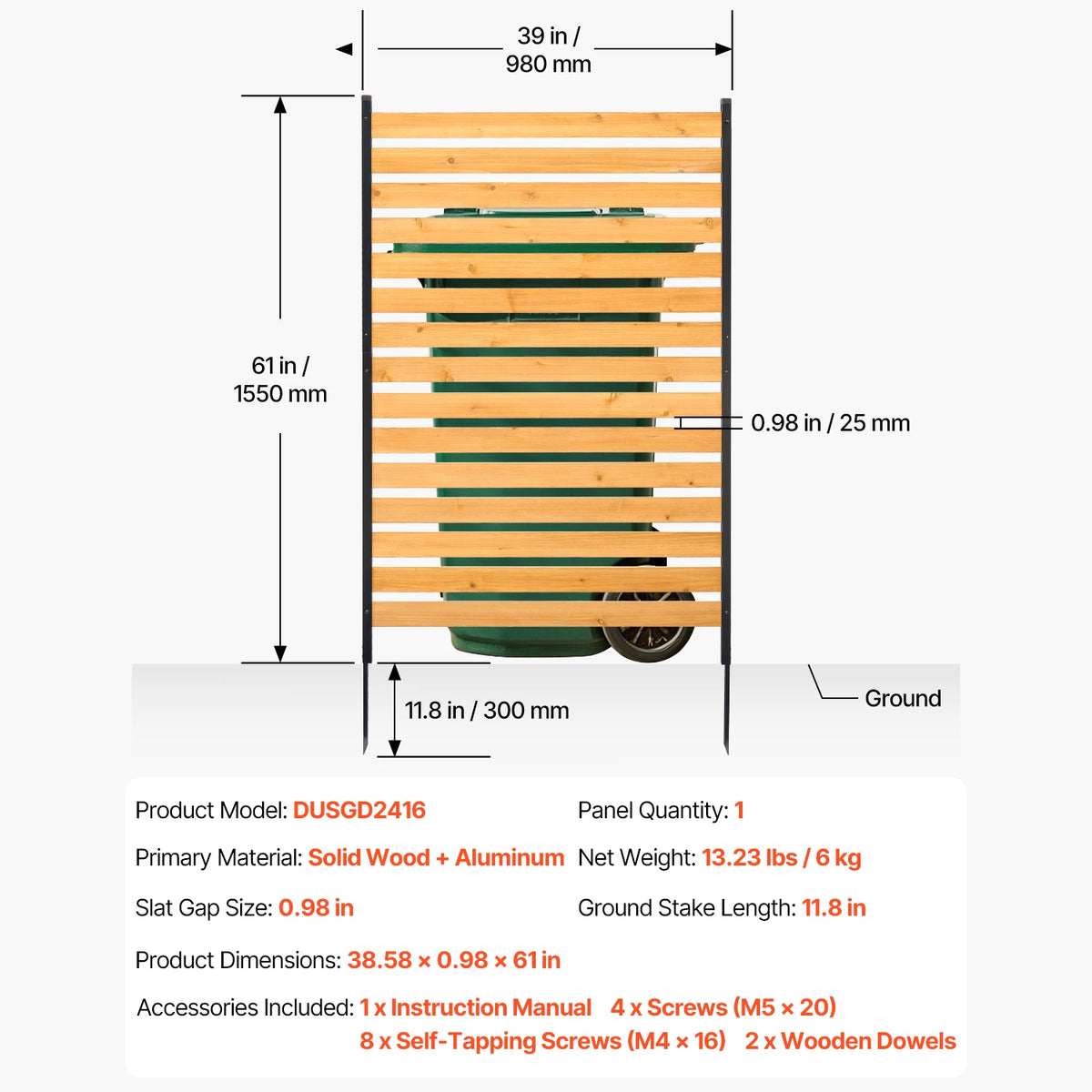 SucceBuy Wood Privacy Fence Screen for Air Conditioner Equipment