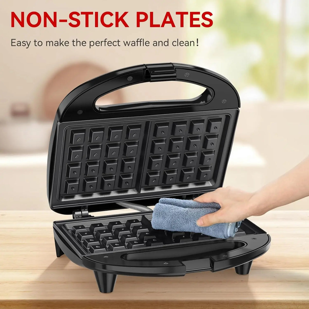 OSTBA Belgian Waffle Maker With Non Stick Interchangeable Plates