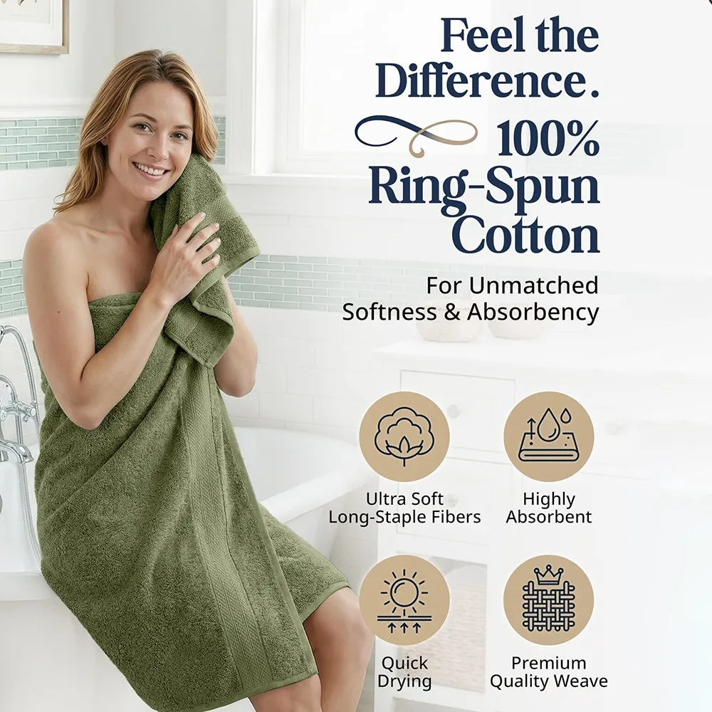 Soft Absorbent Cotton Bath Towel Set For Modern Home Use