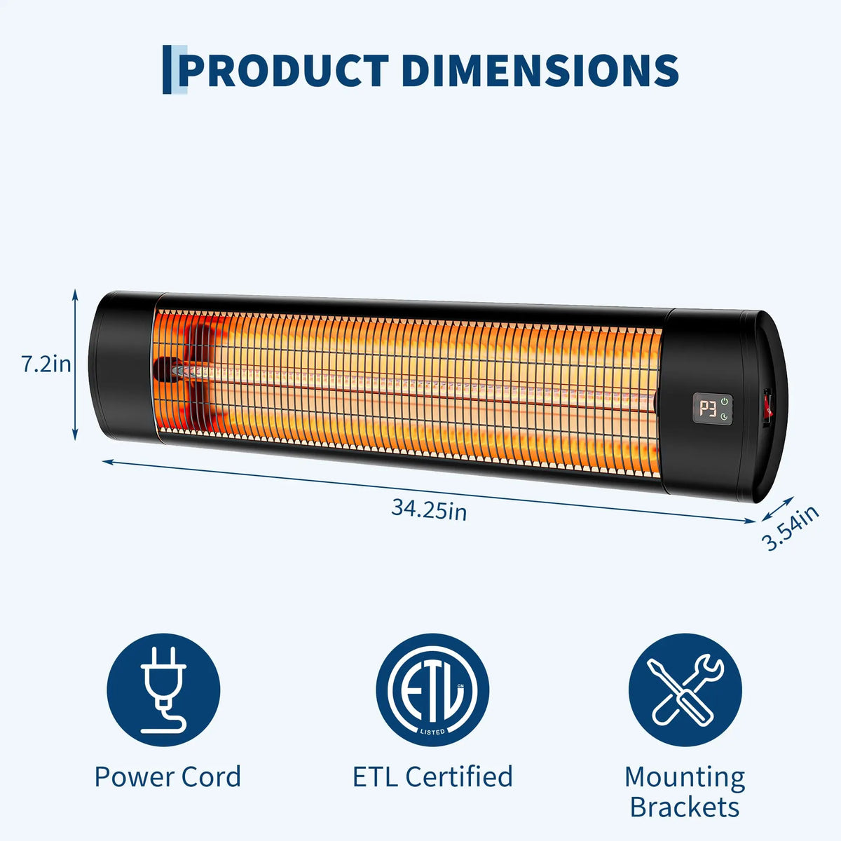 HiMISS 1500W Carbon Fiber Infrared Wall Mount Patio Heater