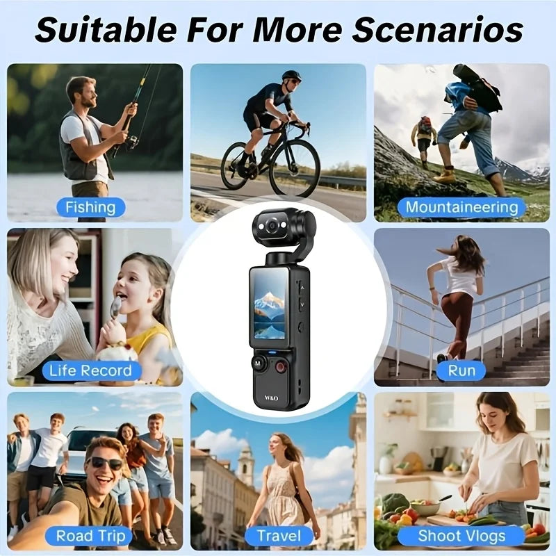 W&O 4K Sports Camcorder With Flip Screen And Tripod
