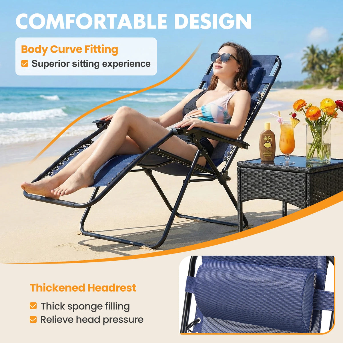 MCQ Zero Gravity Folding Outdoor Recliner Chairs With Cup Holders