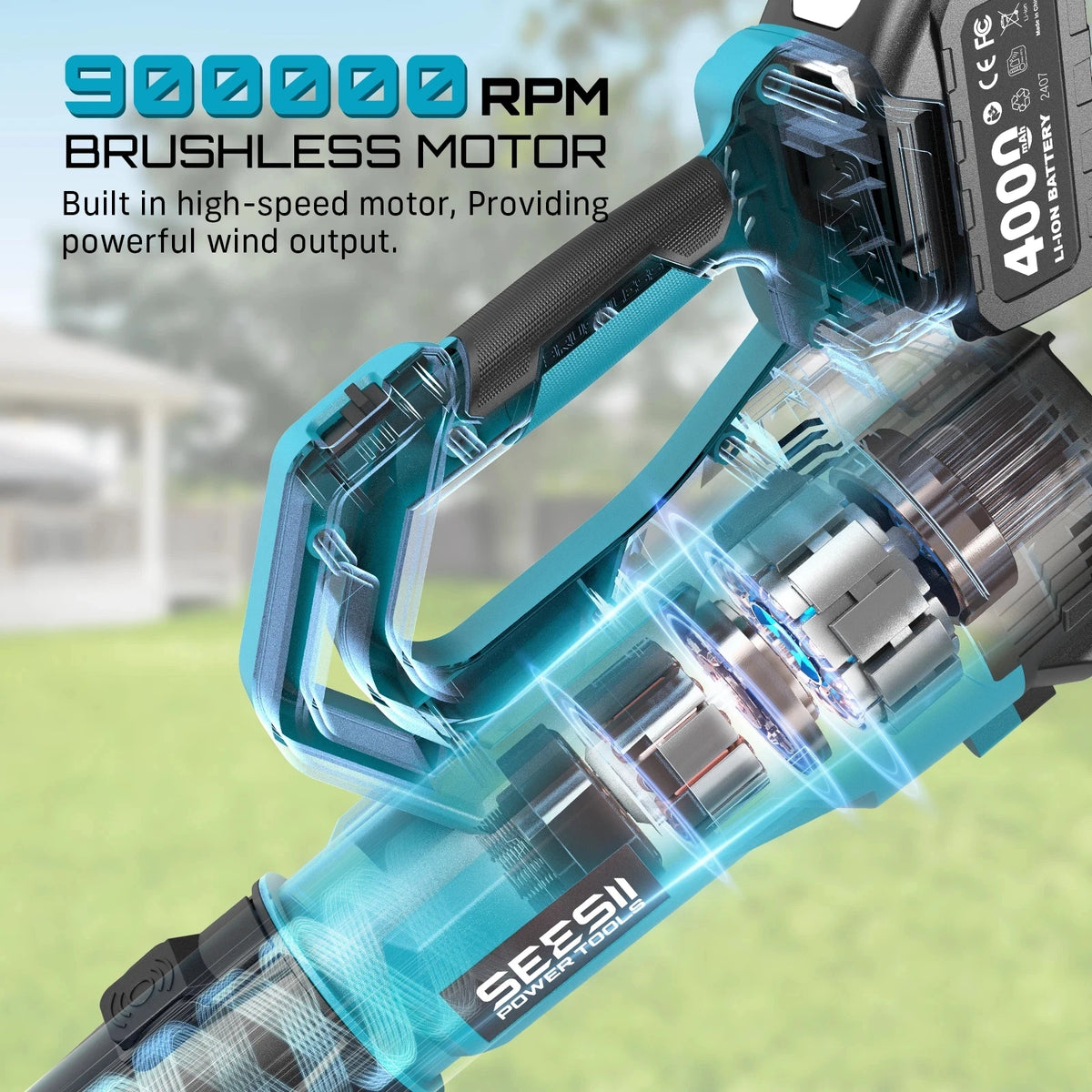 Seesii Brushless Turbo Blower 780CFM Cordless Leaf Snow Cleaner