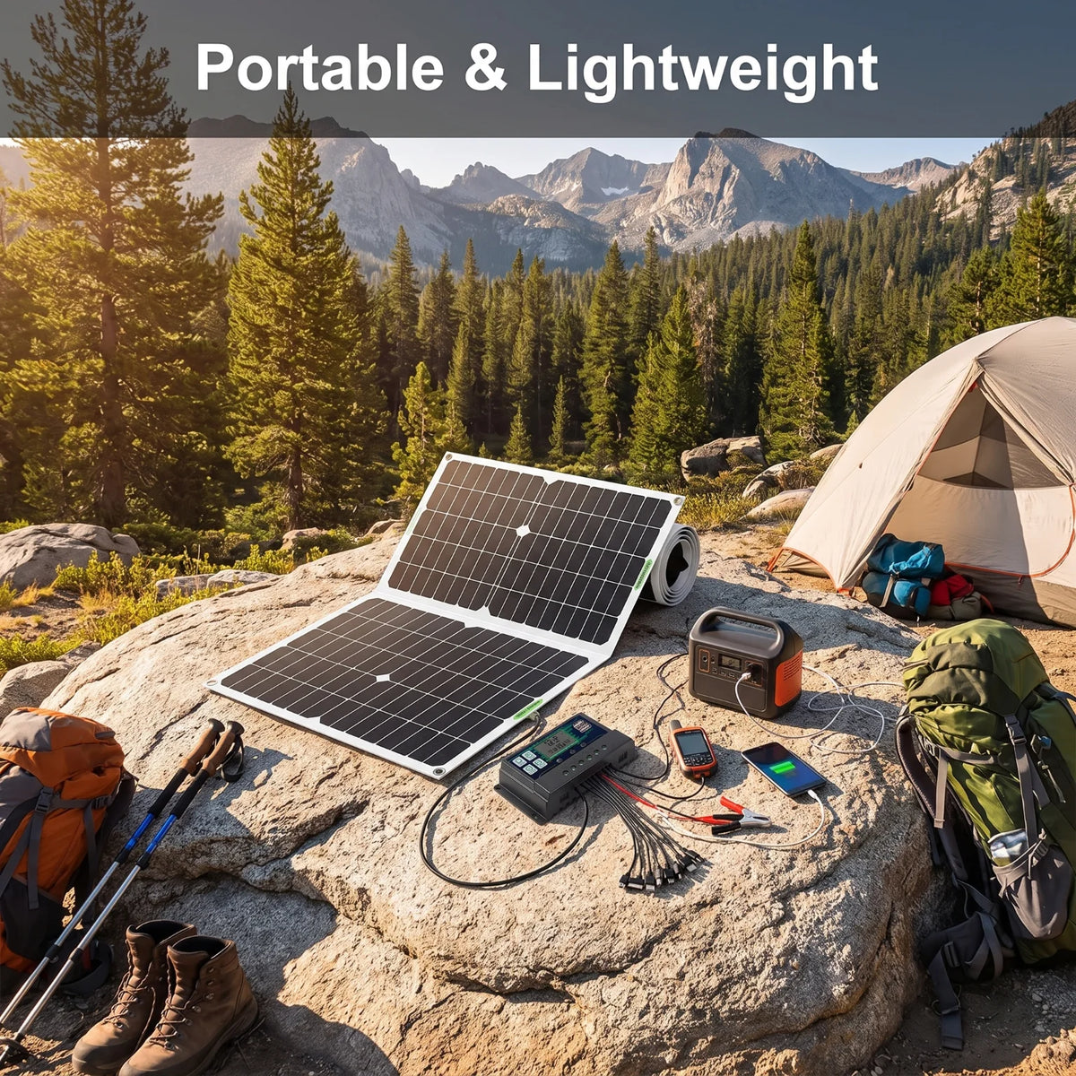 Portable Monocrystalline Solar Panel Kit With Charge Controller