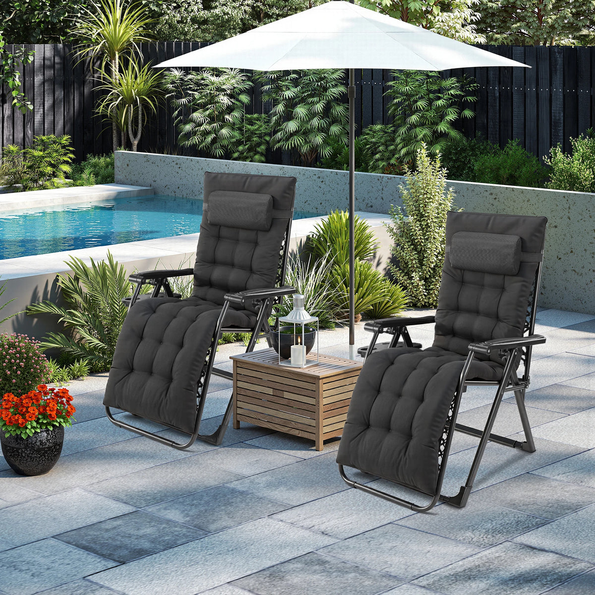 JHK Zero Gravity Folding Recliner Lounge Chair With Cup Holder
