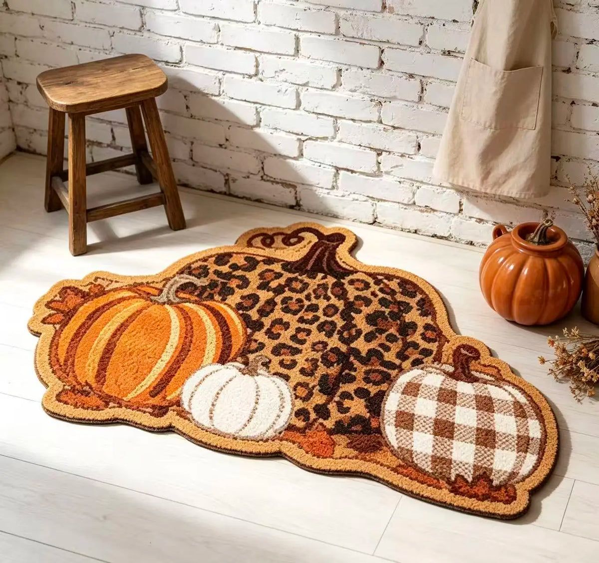 Fall Pumpkin Shaped Non Slip Doormat For Front Door Decoration