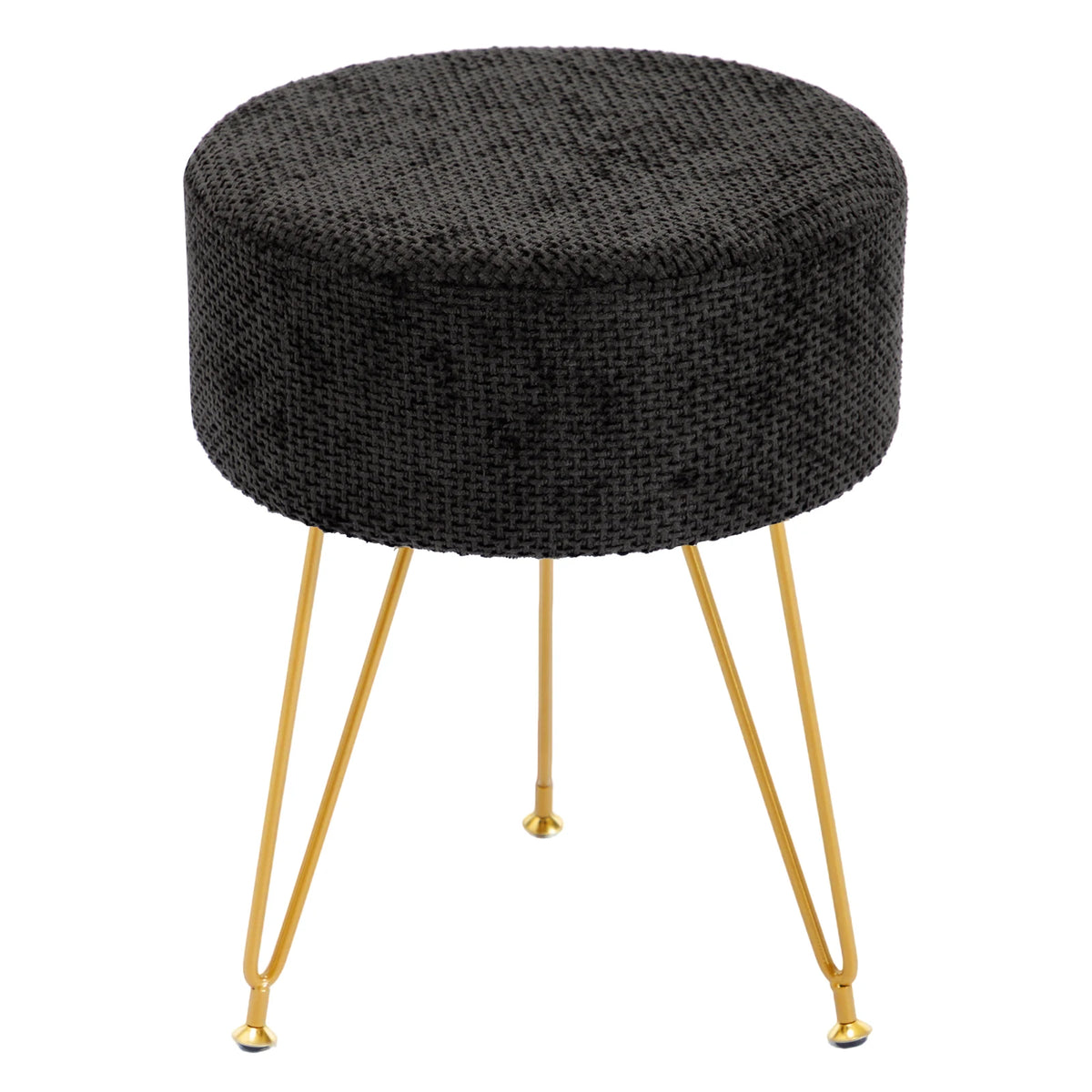 JHK Round Velvet Ottoman Footrest Vanity Stool with Thick Cushion