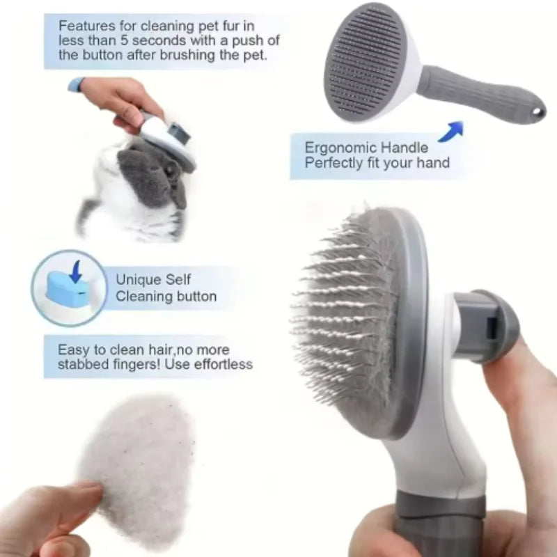 Self Cleaning Grooming Brush Hair Remover for Dogs and Cats