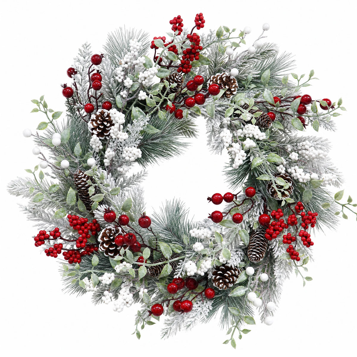 GAOMON Pre Lit Christmas Wreath With Integrated LED Lights