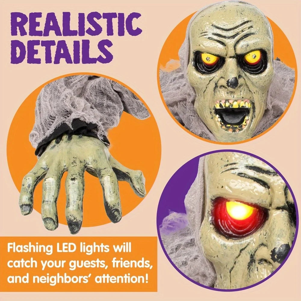 Animated Groundbreaker Zombie Sound Flashing Eyes Outdoor Yard Halloween Decor