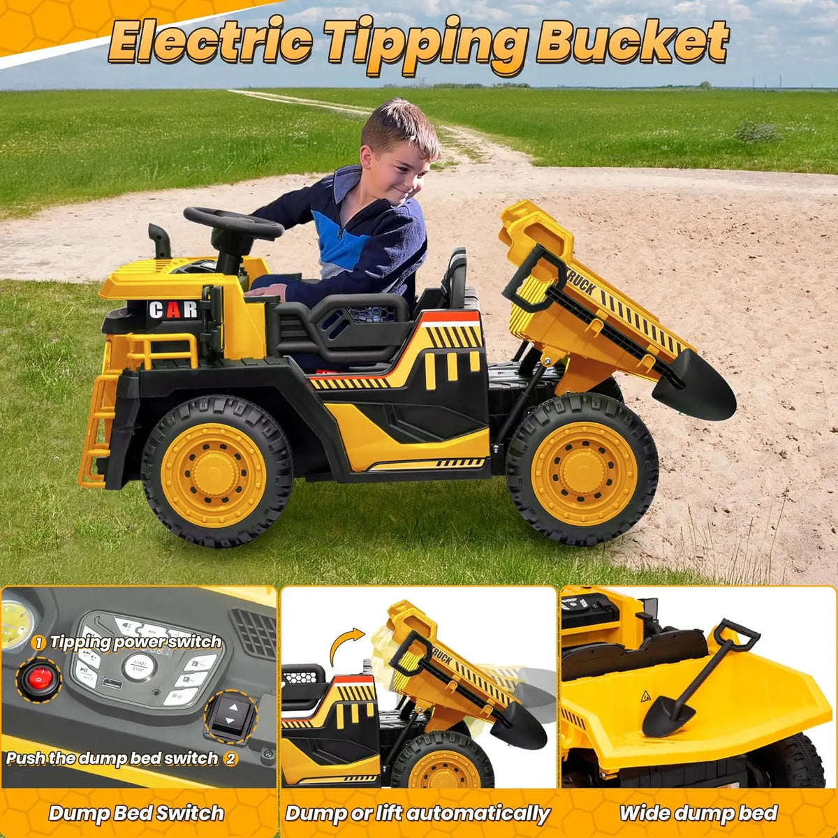 JOYRACER Electric Ride On Dump Truck With Remote Control