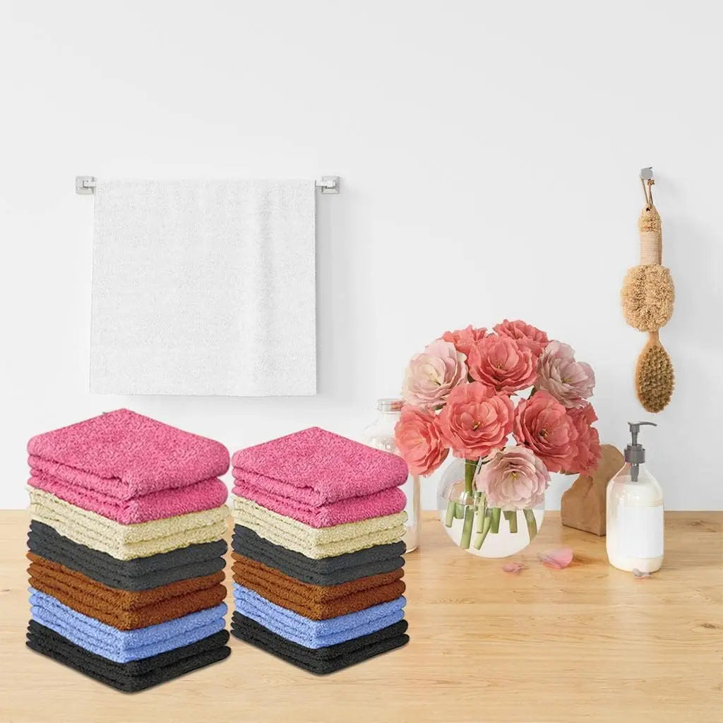 Soft Absorbent Cotton Washcloth Set for Bathroom and Gym Use