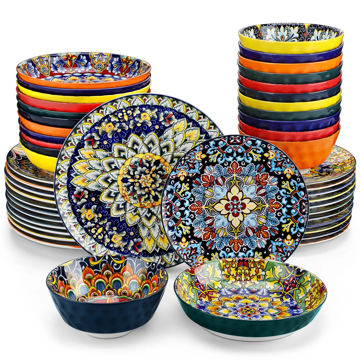 Malacasa Ceramic Bohemian Style Eco Friendly Dinnerware Tableware Set