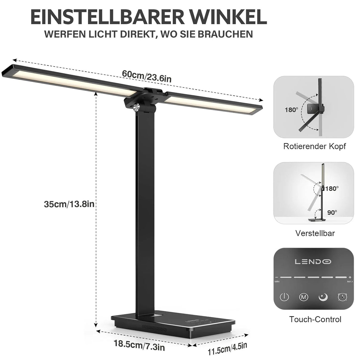Dumiloo Double Head Led Desk Lamp Adjustable Usb Powered