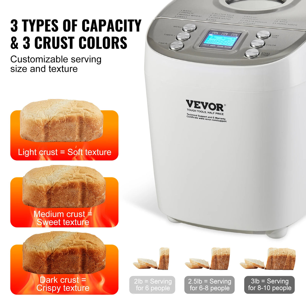 SucceBuy Automatic 15 Function Bread Maker With Nonstick Ceramic Pan