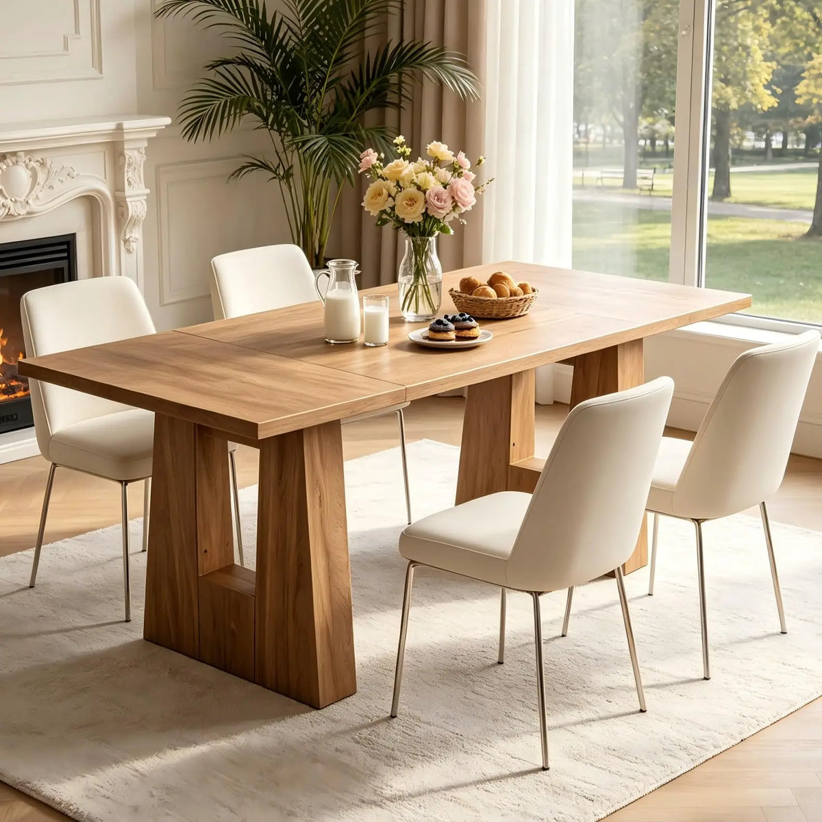 HiMiss Modern Wooden Rectangular Dining Room Table