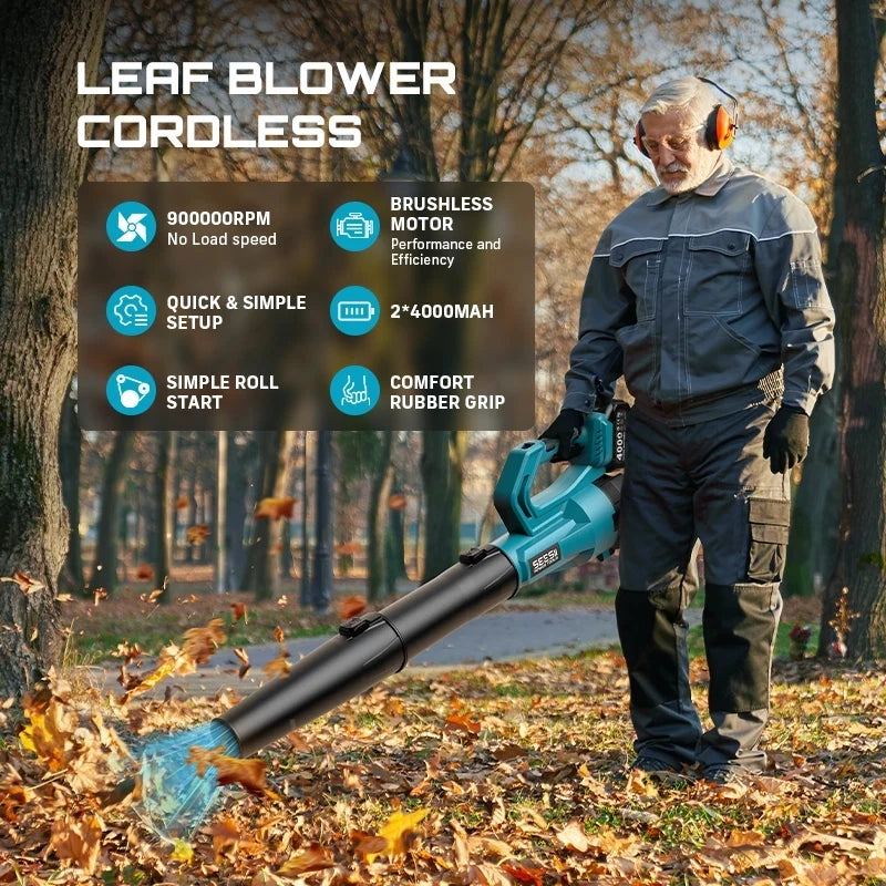 Seesii Brushless Turbo Blower 780CFM Cordless Leaf Snow Cleaner