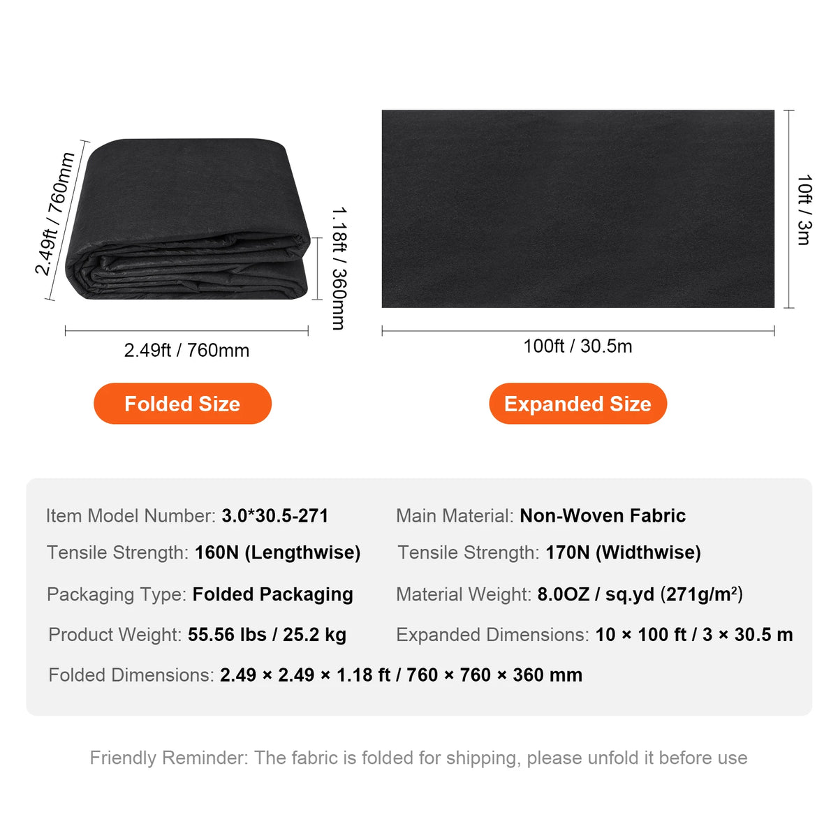 SucceBuy Nonwoven Geotextile Fabric for Driveways and Drainage