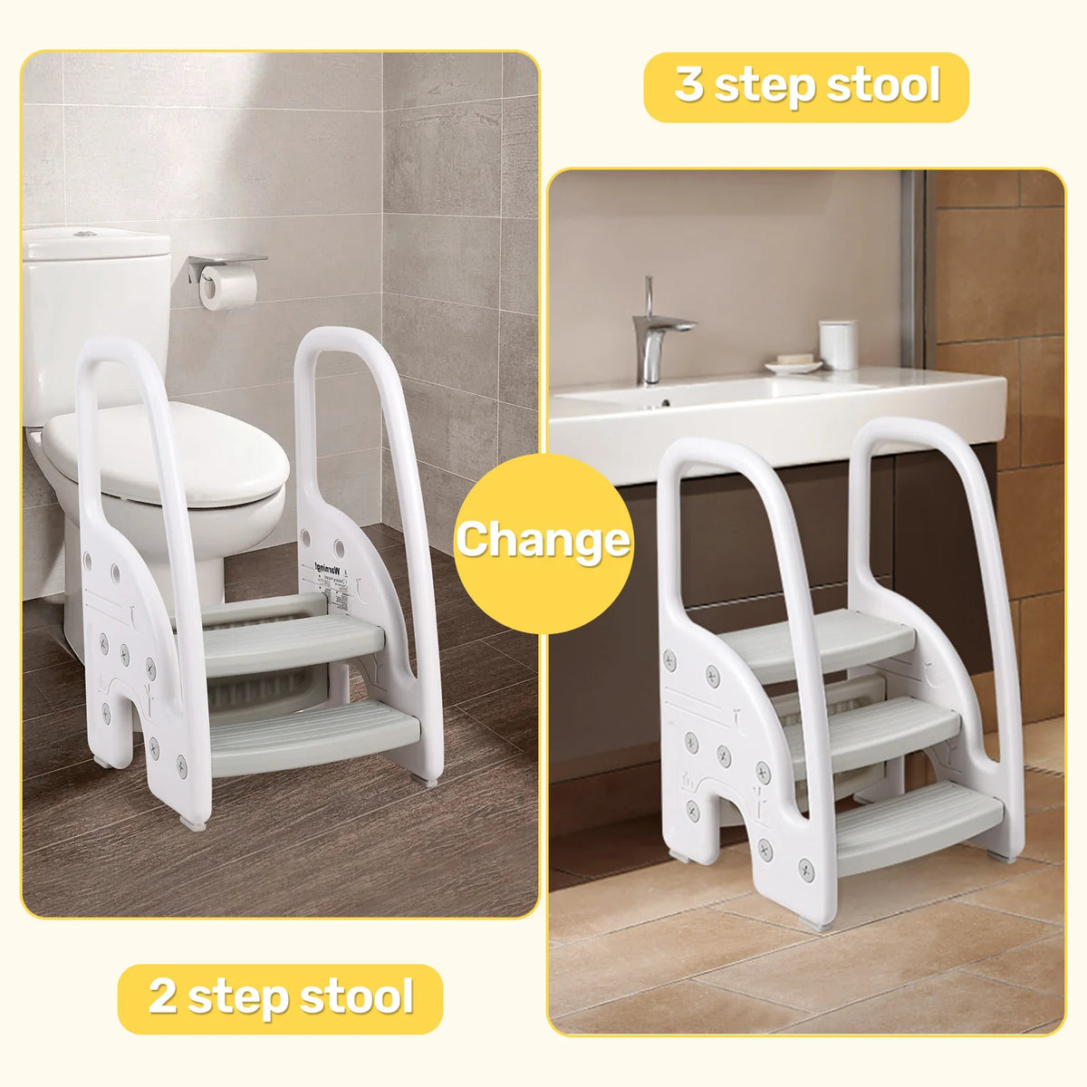 Toddler Step Stool With Handles For Bathroom Sink And Kitchen