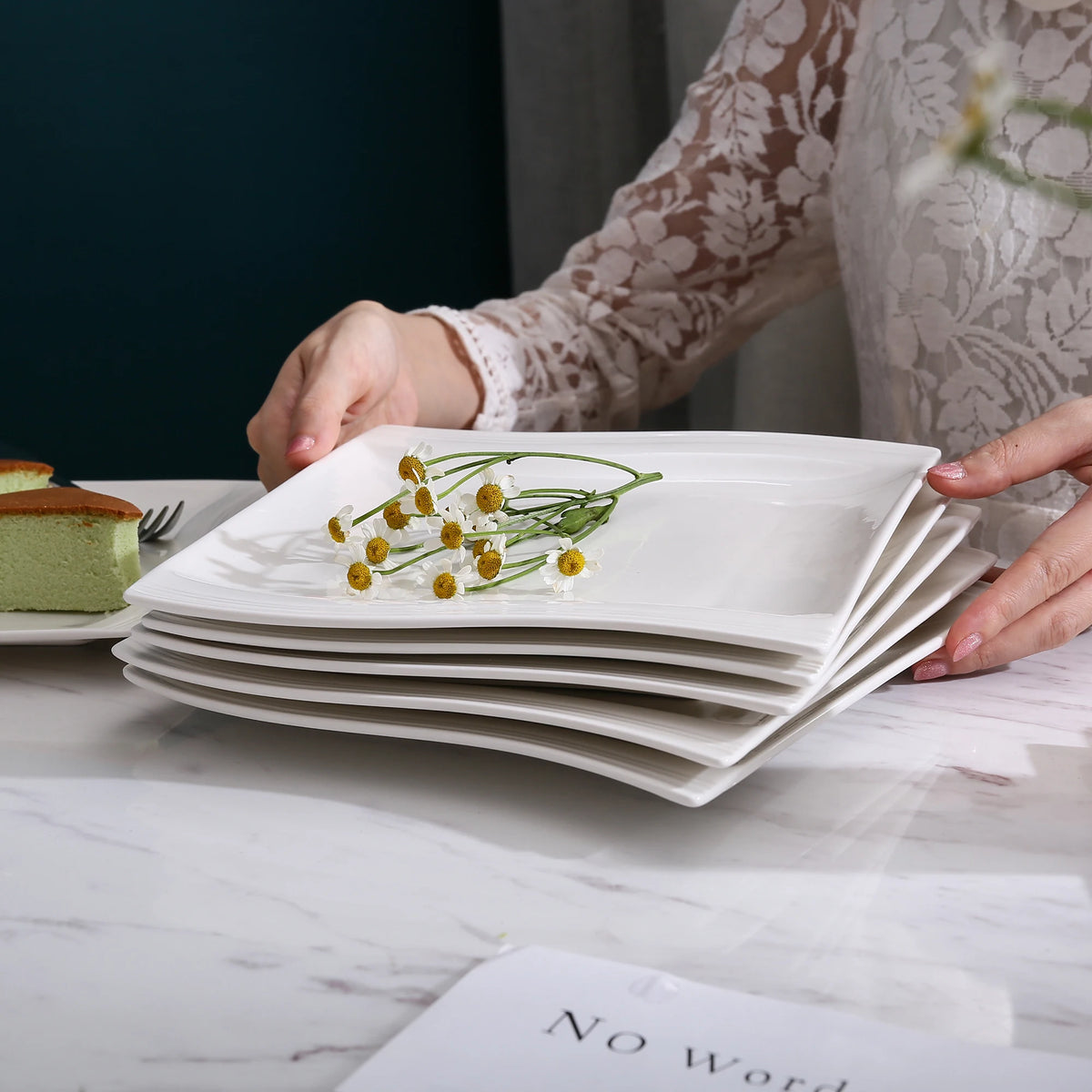 Malacasa Flora Series Ceramic Dinner Plates For Modern Living