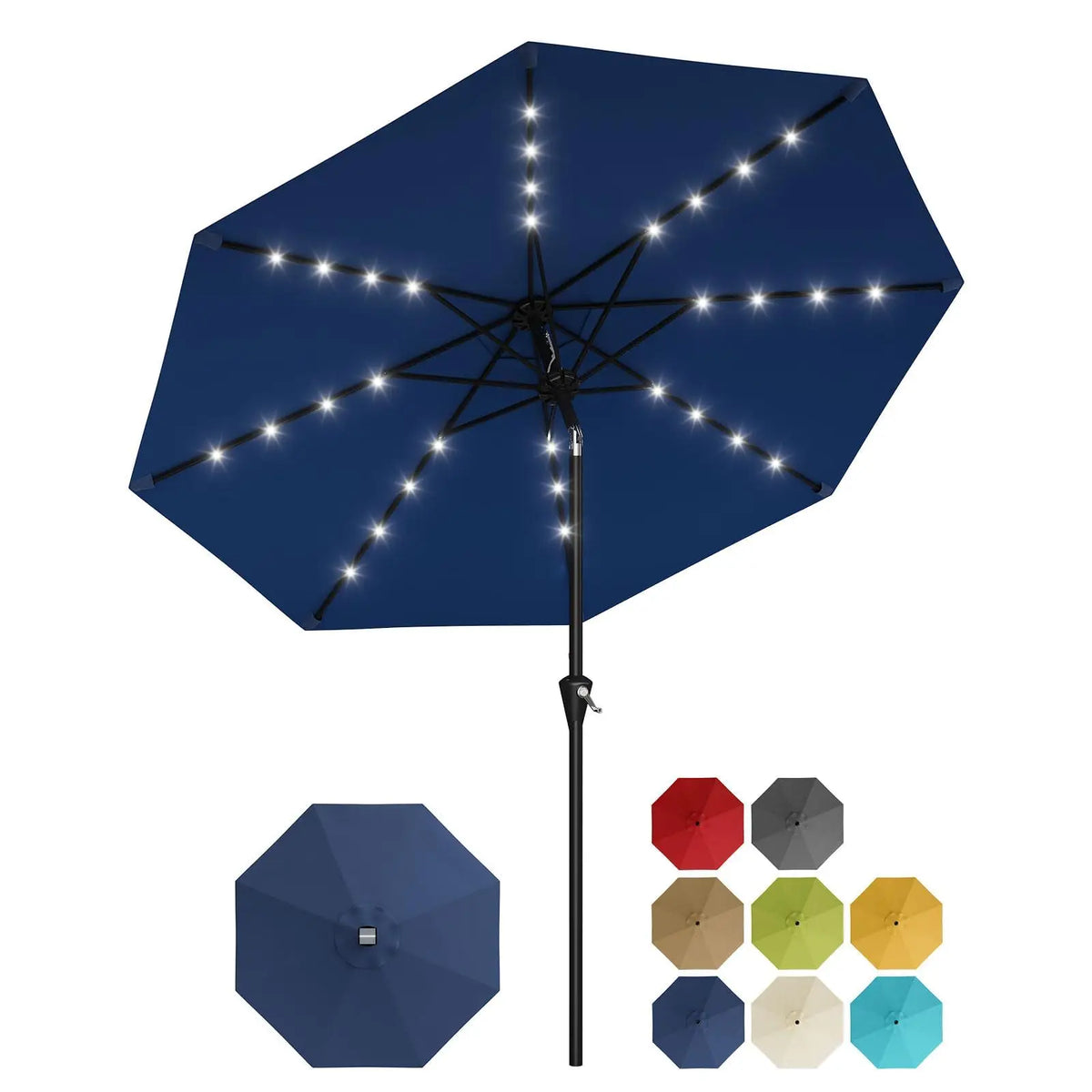 HiMiss Solar Patio Umbrella With LED Lights And UV Protection