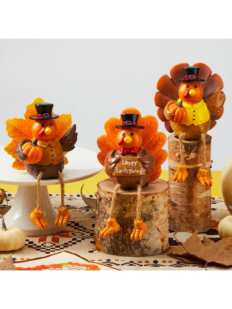 Joyfy Thanksgiving Turkey Tabletop Centerpiece Resin Figurine Decor